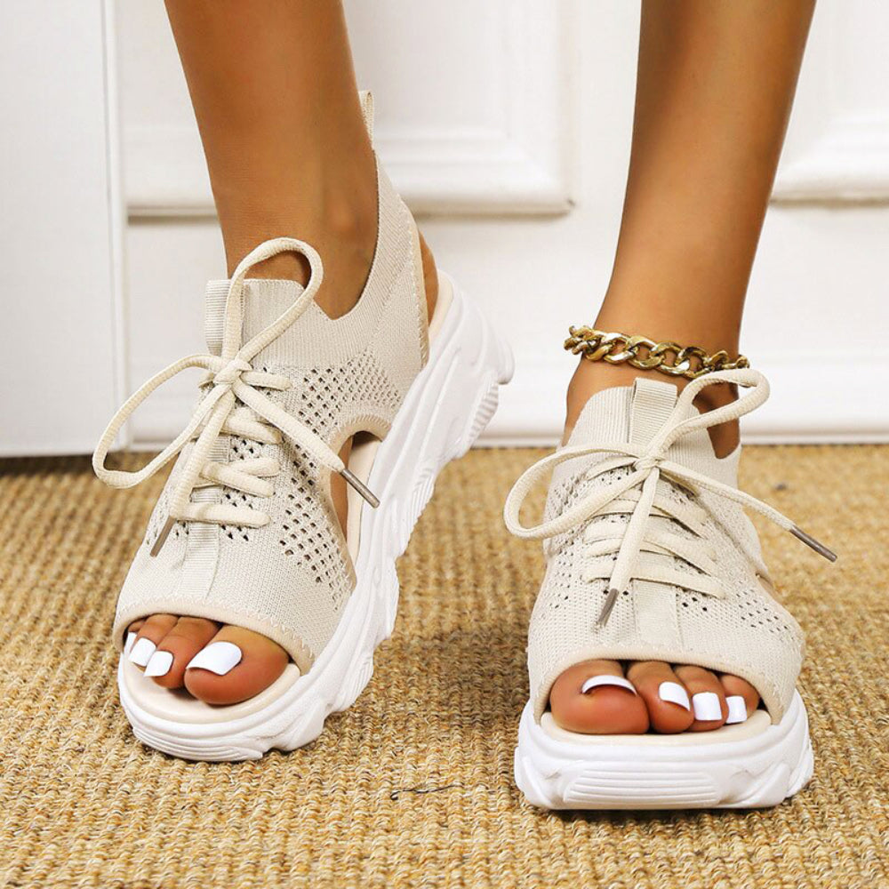Women's Orthopedic Sandals Cushioned Open Toe Lace-Up Wedge