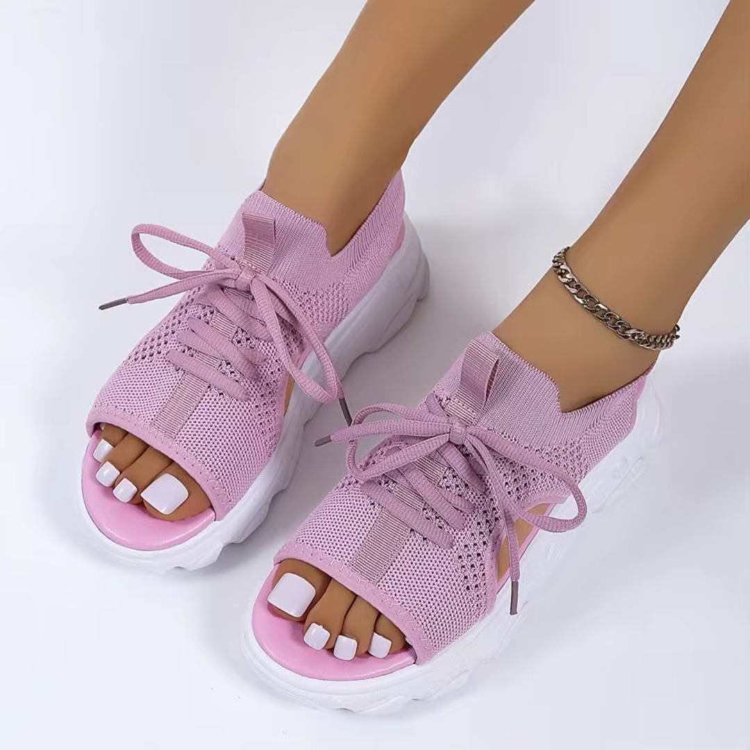 Women's Orthopedic Sandals Cushioned Open Toe Lace-Up Wedge