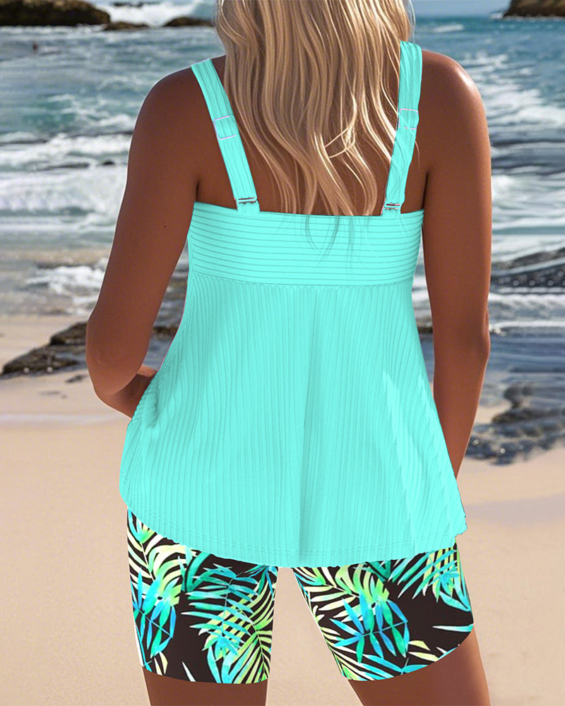 Women's Tummy Control Tankini Set V-Neck Bathing Suit