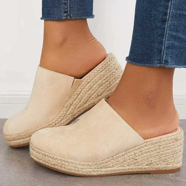 Women's Espadrille Wedge Sandals Closed Toe Platform Slip-On