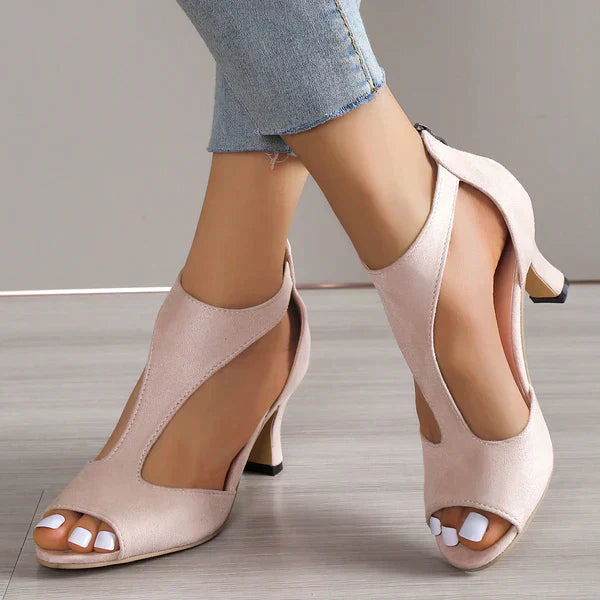 Women's Orthopedic Sandals Low Heel Peep Toe Zippered