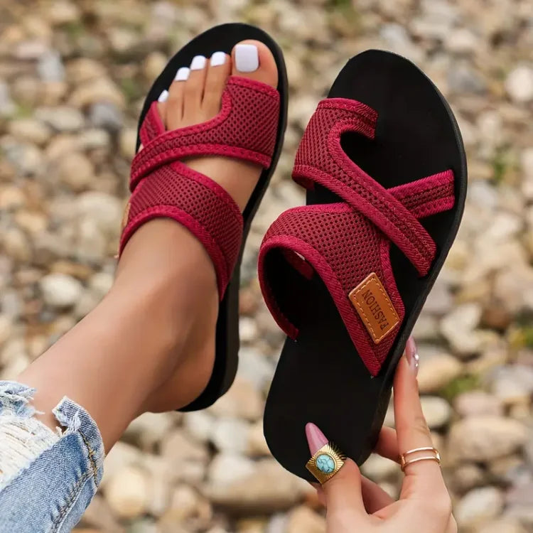 Women's Orthopedic Flat Sandals Cushioned Open Toe Loop Cross