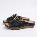 Women's Mule Sandals Orthopedic Slide Design and Gold Hardware