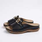 Women's Mule Sandals Orthopedic Slide Design and Gold Hardware