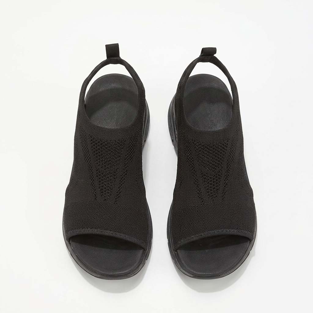 Women's Wedge Sandals Knitted Cut Out Cushion Design and Slingback Strap