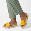 Women's Platform Slides Orthopedic Woven Jute Trim and Bow Detail