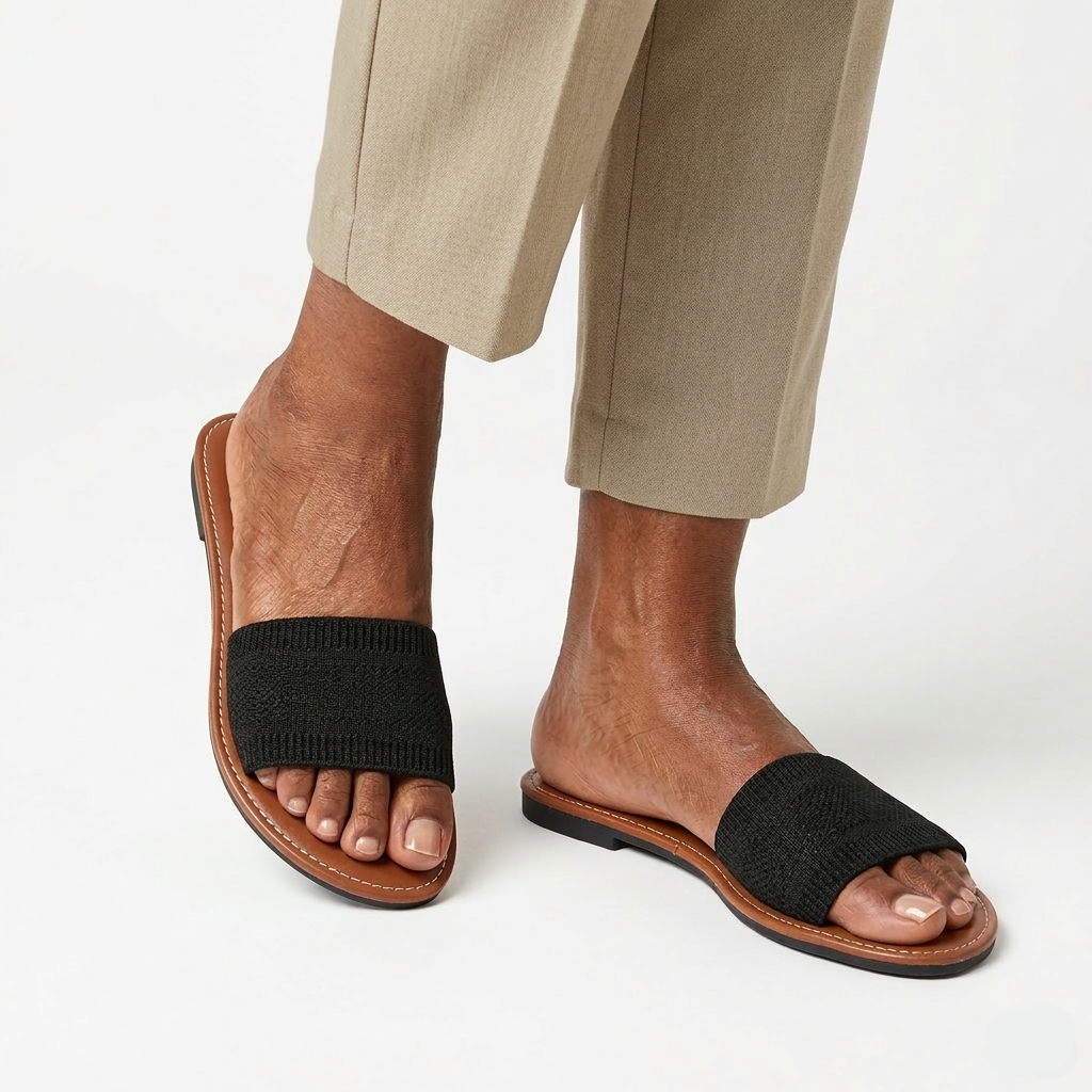 Women's Orthopedic Slip Ons Textured Strap and Contrast Stitching